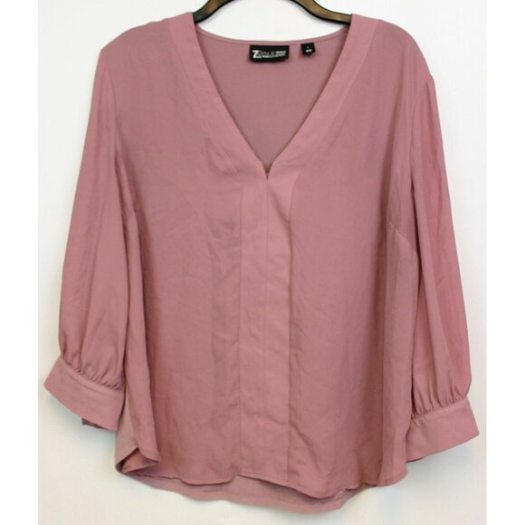 3 7th Avenue Design Studio Blouses sz L Polka Dot Blue Pink Formal New York & Co - Picture 2 of 16